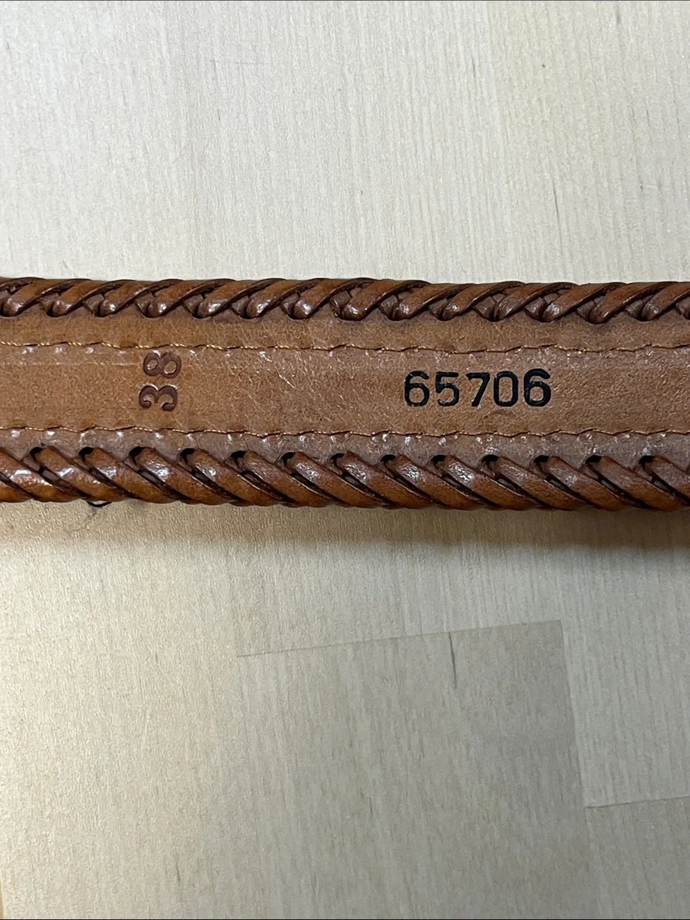 Brown Leather & Decorative Beaded Belt w/ Silver Hardware Men’s Size 38